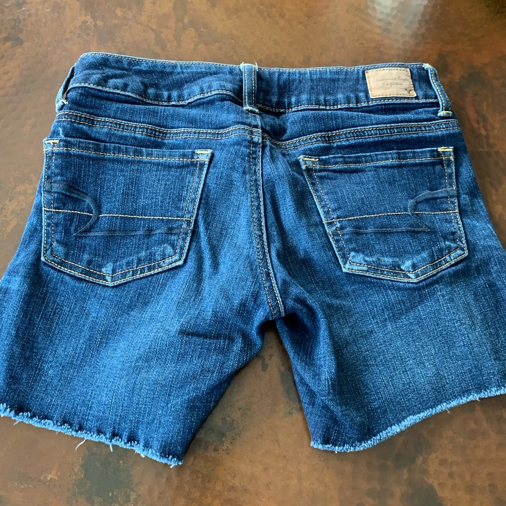 American Eagle stretch midi denim shorts size 2